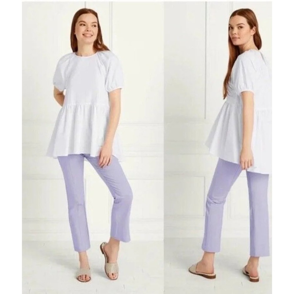Hill House The Francesca Top Womens XS White Babydoll Puff Sleeve Cotton
